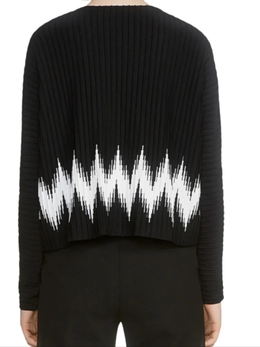 Maje Black Sweater Martha Zigzag Keyhole Size Medium